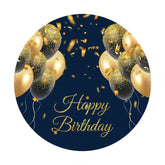 Aperturee - Black And Gold Glitter Round Birthday Backdrop